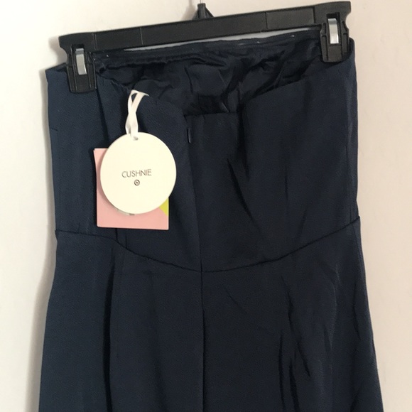 Cushnie Navy Blue Strapless Side-Slit Asymmetrical-Hem Dress Size 12 - Picture 11 of 14